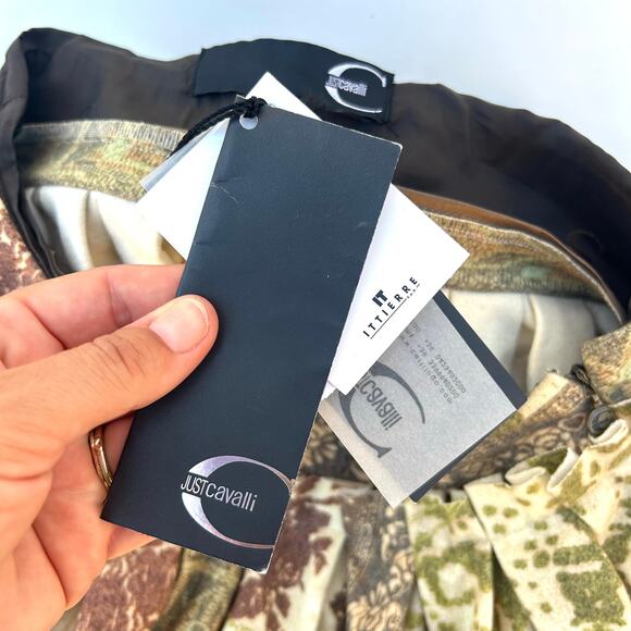 Vintage Roberto Cavalli Y2K Wool Patchwork Pleated Midi Skirt 40 Size 6 - Picture 11 of 16